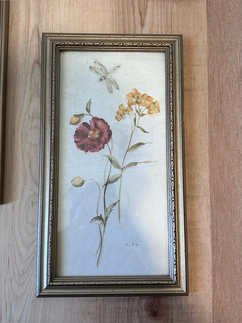 Vintage Cheri Blum Framed Botanical Floral Print Wall Art Set of 2